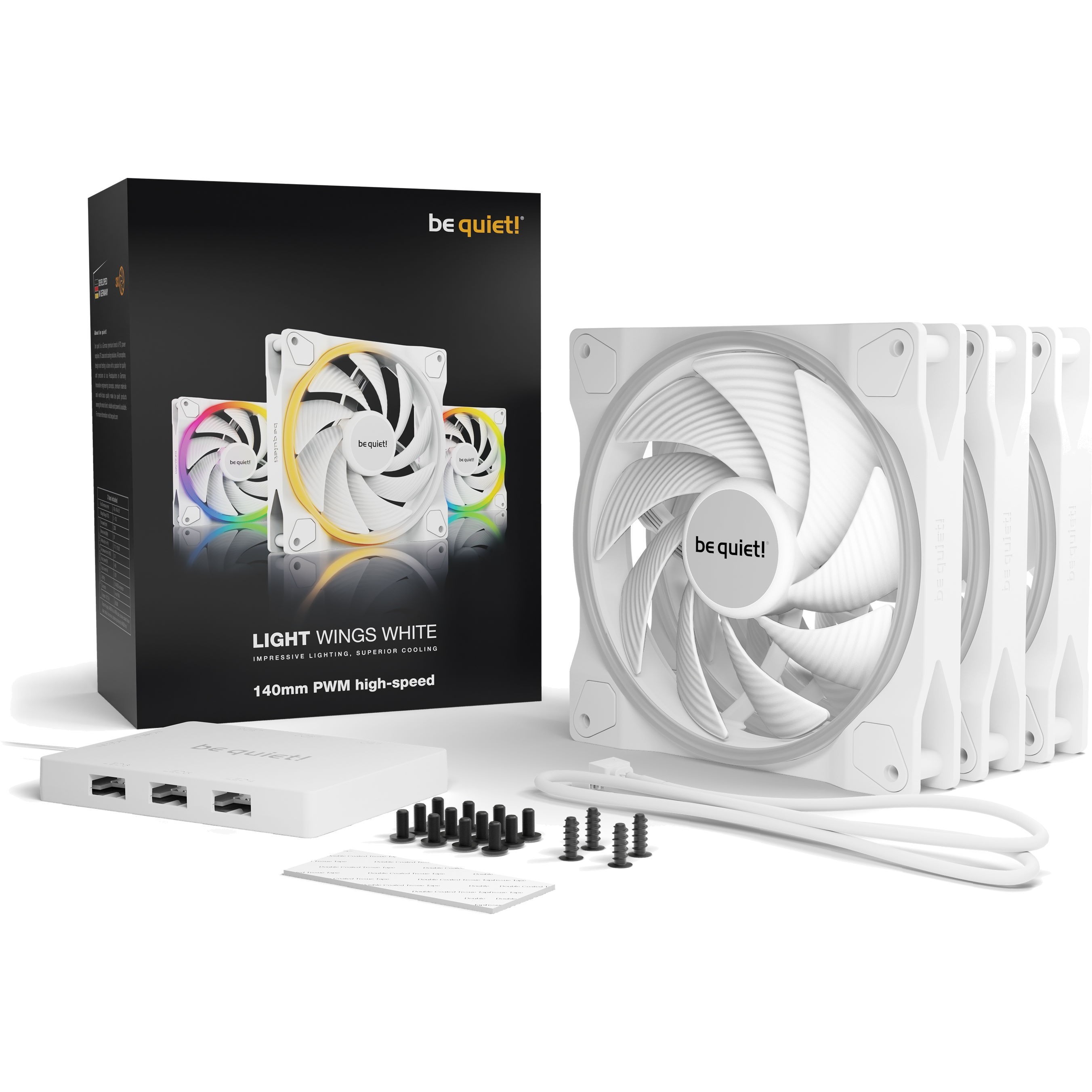 be quiet! Light Wings White 140 PWM high-speed Triple-Pack