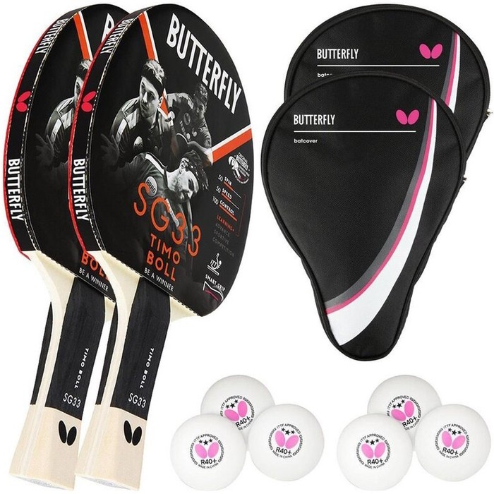 Butterfly 2x Timo Boll SG33 + 2x Drive Case + 6x R40+ balls