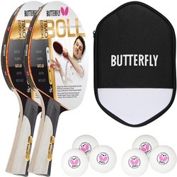 Butterfly 2x Timo Boll Gold 85020 + Case + 6x R40+ balls