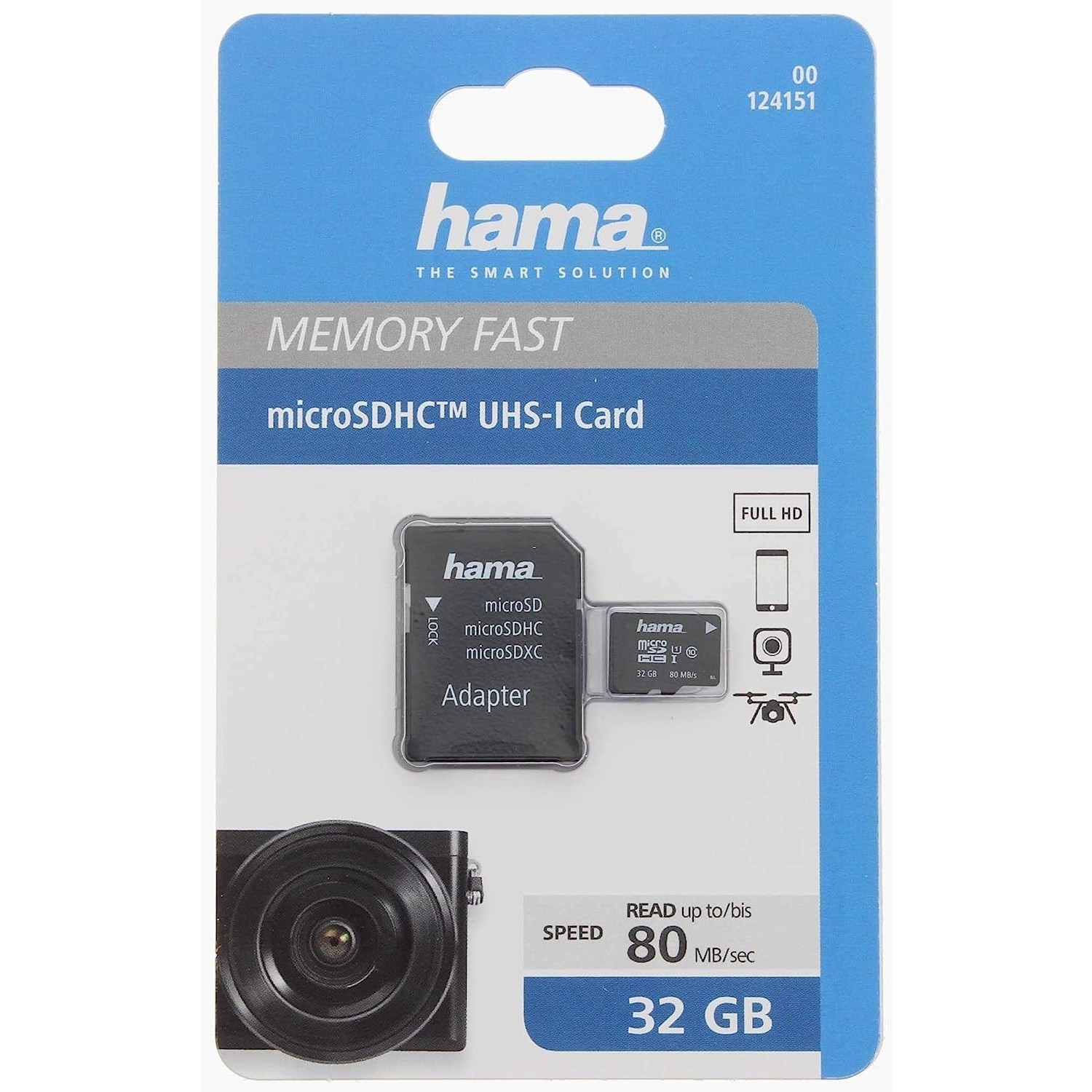 Hama microSD Class 10 UHS-I 80MB/s + Adapter 128&nbsp;ГБ