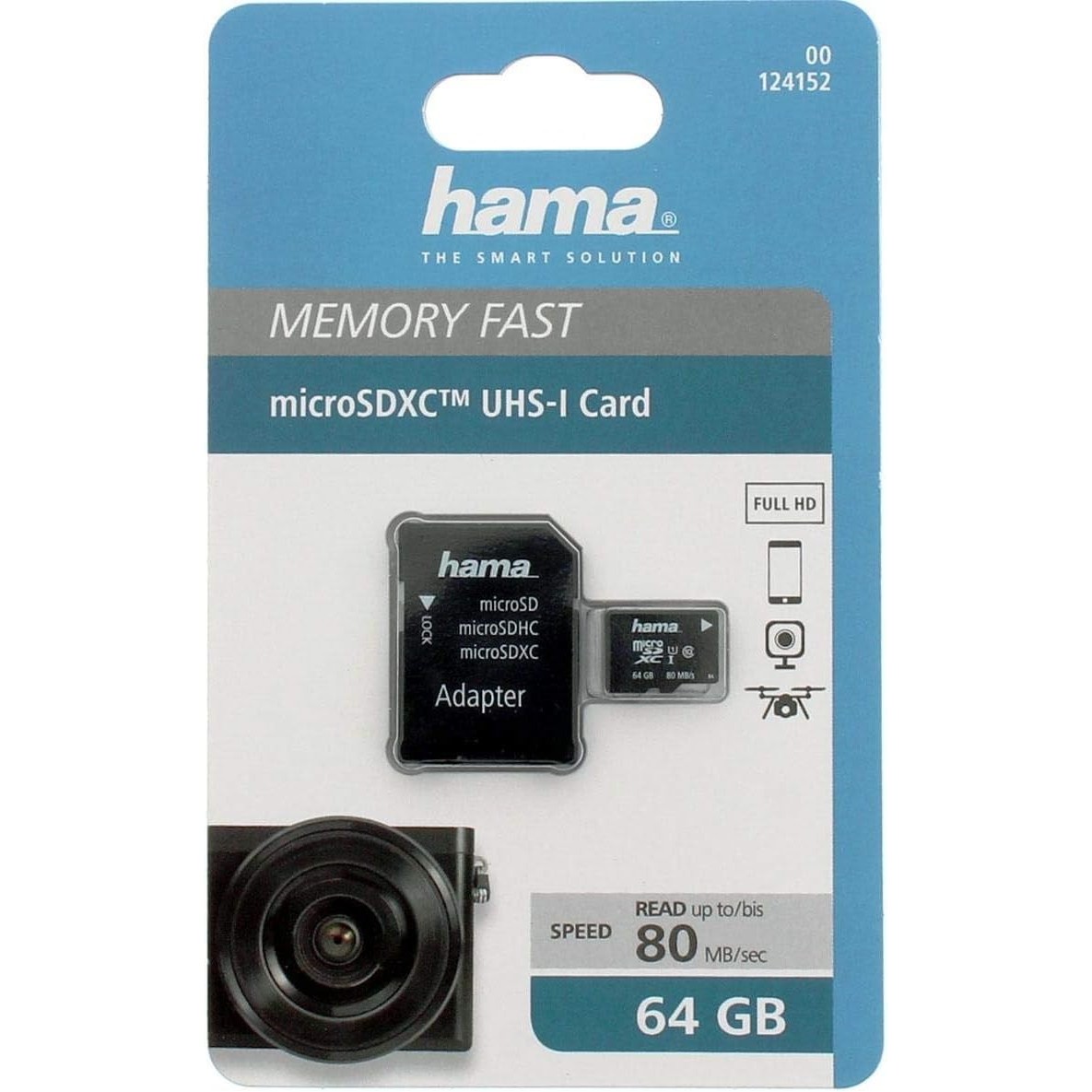 Hama microSD Class 10 UHS-I 80MB/s + Adapter 128&nbsp;ГБ