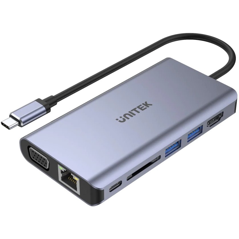 Unitek uHUB O8+ 8-in-1 USB-C Dual Display Hub with USB 5Gbps and PD 100W Charging