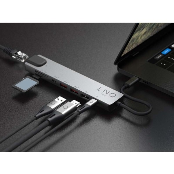LINQ 8in1 Pro USB-C 10Gbps Multiport Hub with 4K HDMI Ethernet and Card Reader