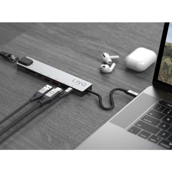 LINQ 8in1 Pro USB-C 10Gbps Multiport Hub with 4K HDMI Ethernet and Card Reader