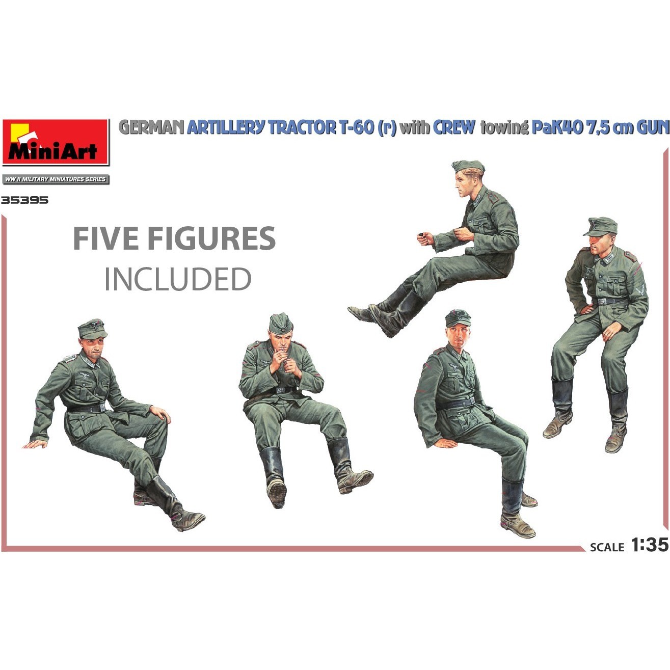 MiniArt German Artillery Tractor T-60(r) and Crew Towing Pak40 Gun (1:35)