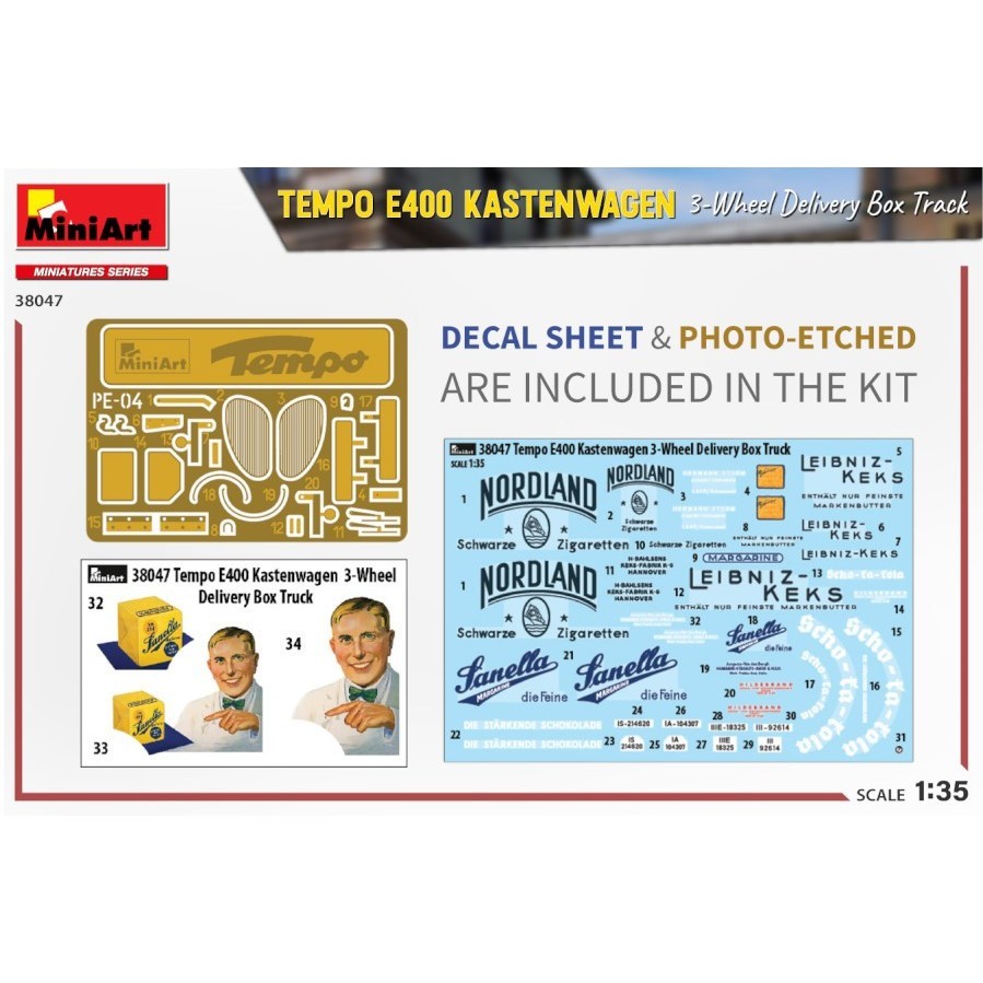 MiniArt Tempo A400 Kastenwagen 3-Wheel Delivery Box Track (1:35)
