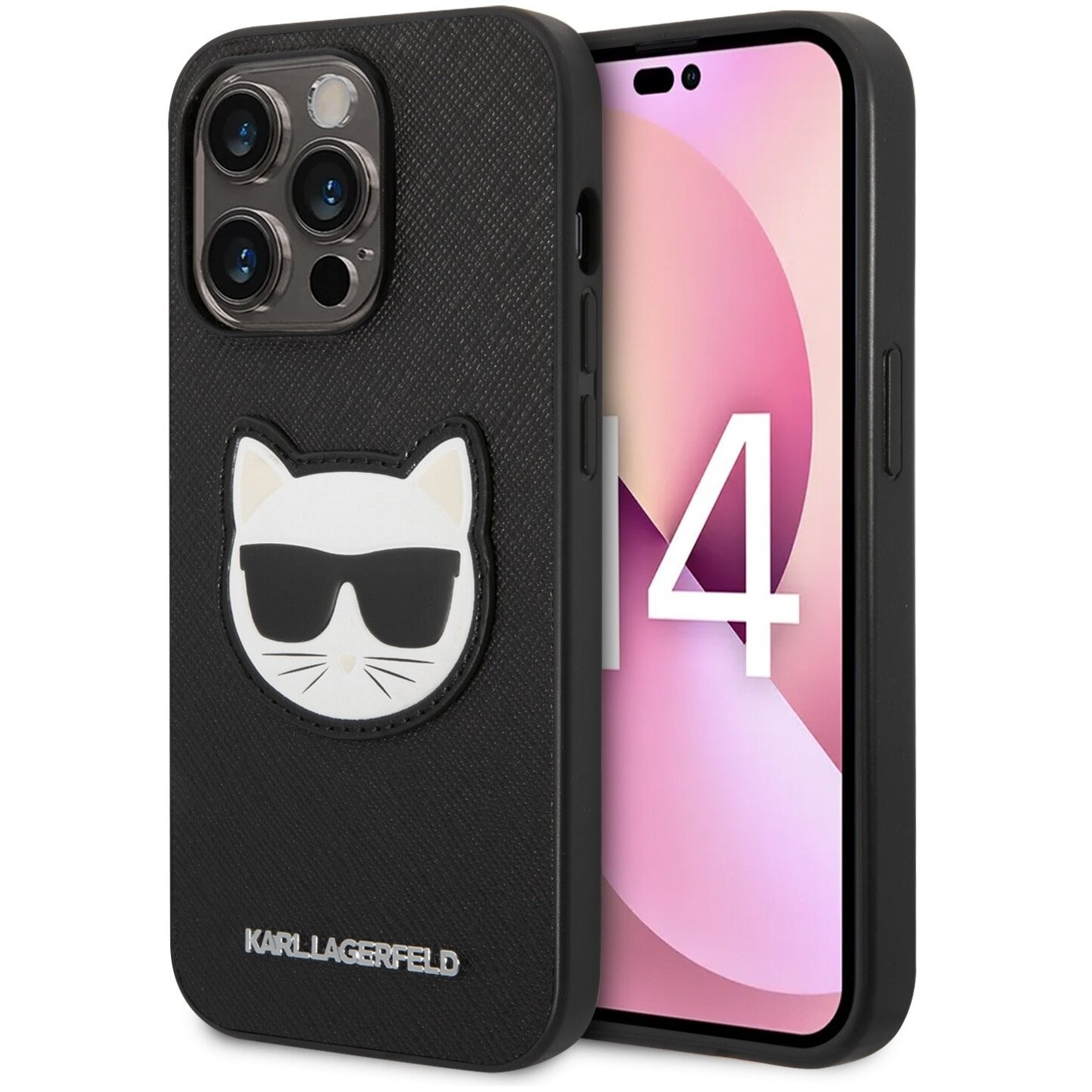 Karl Lagerfeld Saffiano Choupette Head Patch for iPhone 14 Pro