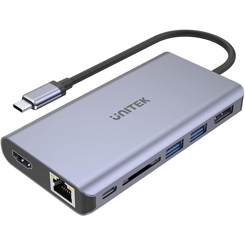 Unitek uHUB S7+ 7-in-1 USB-C Ethernet Hub with MST Dual Monitor, 100W Power Delivery and Card Reader