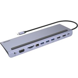 Unitek uHUB 11+ 11-in-1 USB-C Ethernet Hub with MST Triple Monitor (Dual HDMI), 100W PD, Dual Card Reader