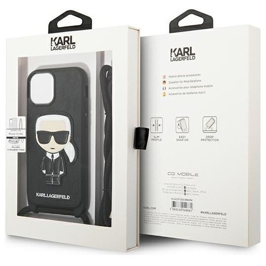 Karl Lagerfeld Leather Monogram Patch and Cord Iconic for iPhone 13