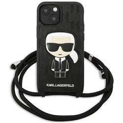 Karl Lagerfeld Leather Monogram Patch and Cord Iconic for iPhone 13