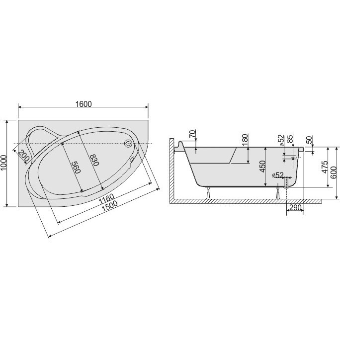 Sanplast Comfort WAL/CO 160x100 610-060-0340-01-000