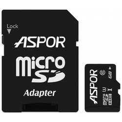 Aspor MicroSDHC UHS-I Class 10 + SD adapter 8&nbsp;ГБ