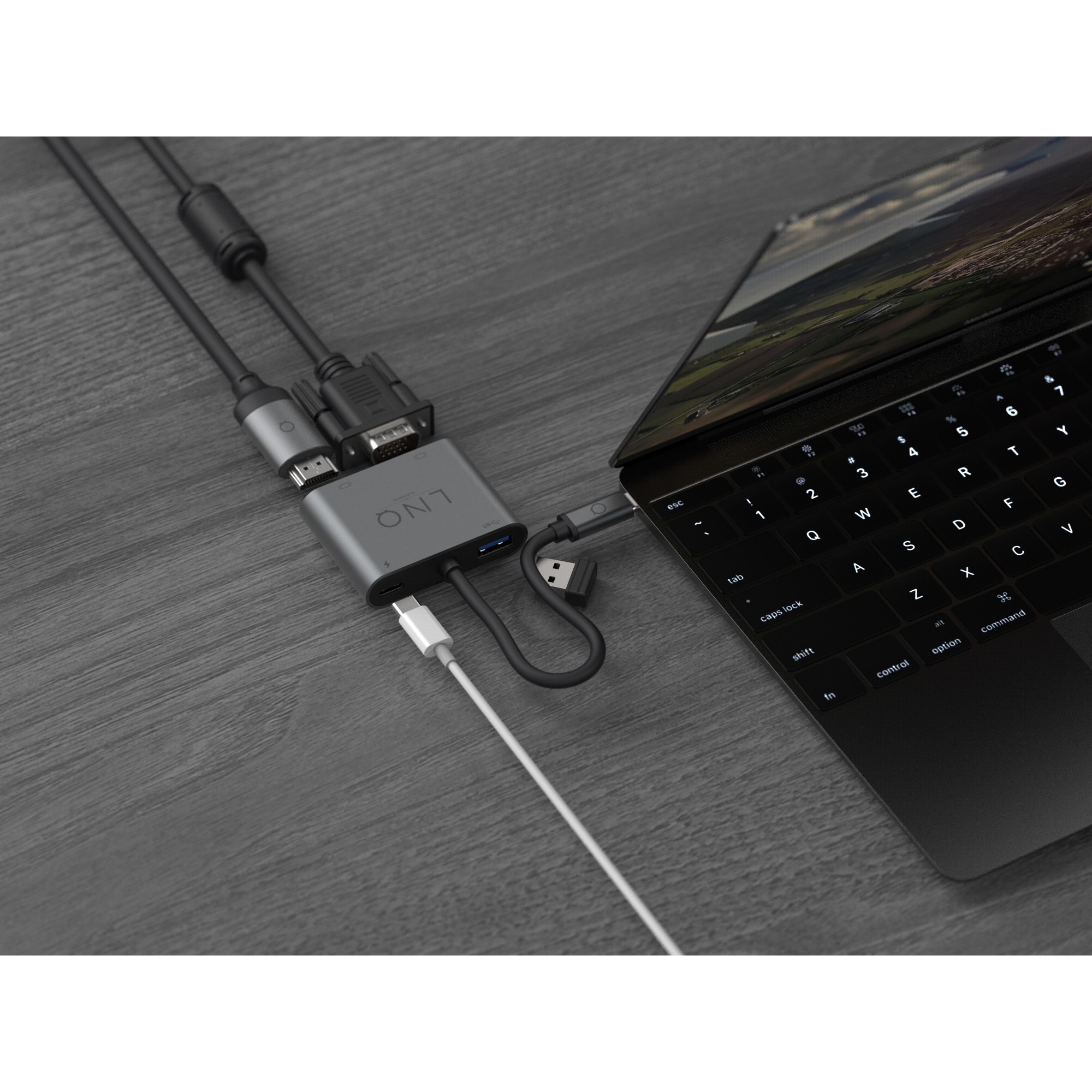LINQ 4in1 4K HDMI Adapter with PD USB-A and VGA