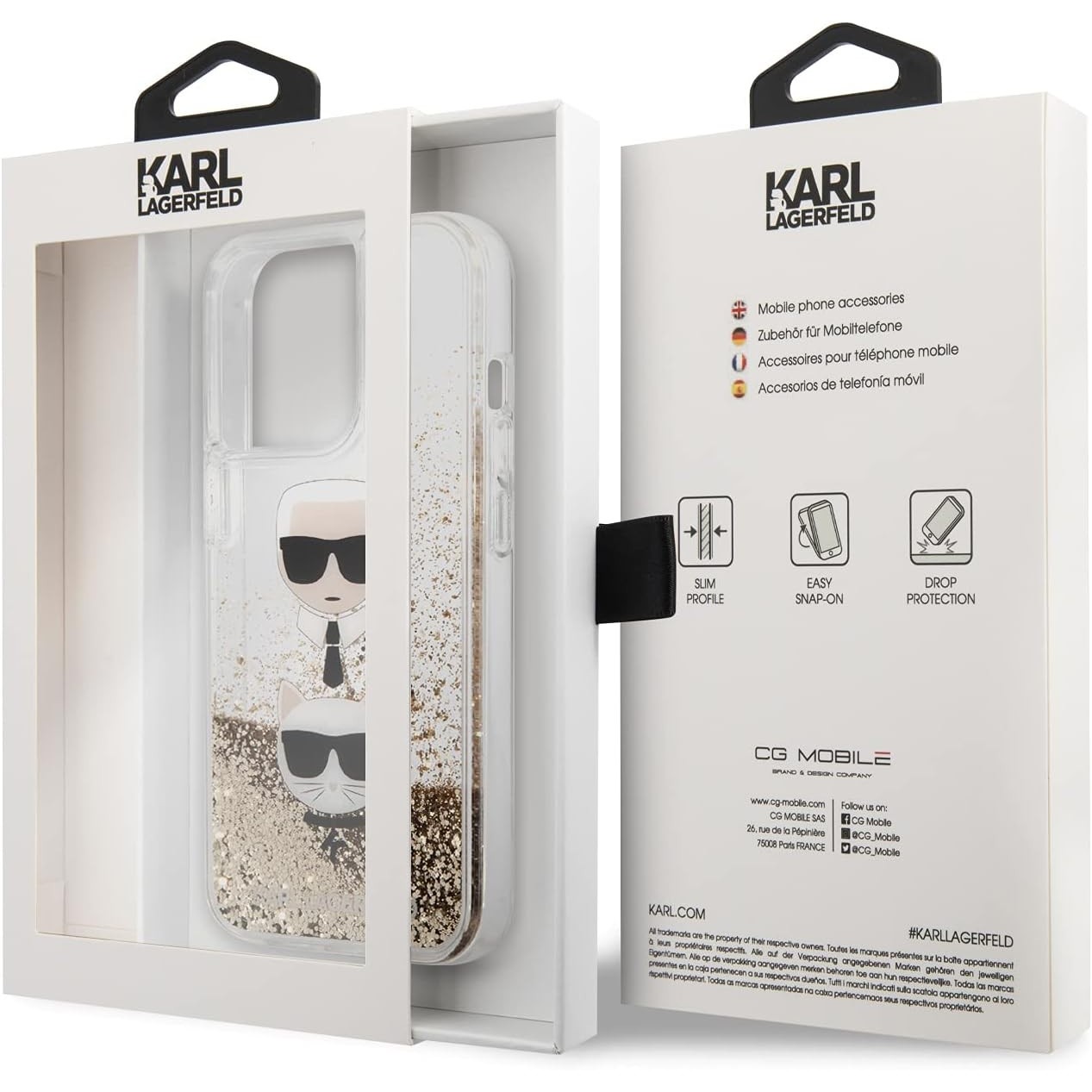 Karl Lagerfeld Liquid Glitter Karl & Choupette for iPhone 13 Pro Max