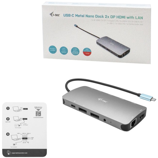 i-Tec USB-C Metal Nano 3x Display Docking Station + Power Delivery 100 W