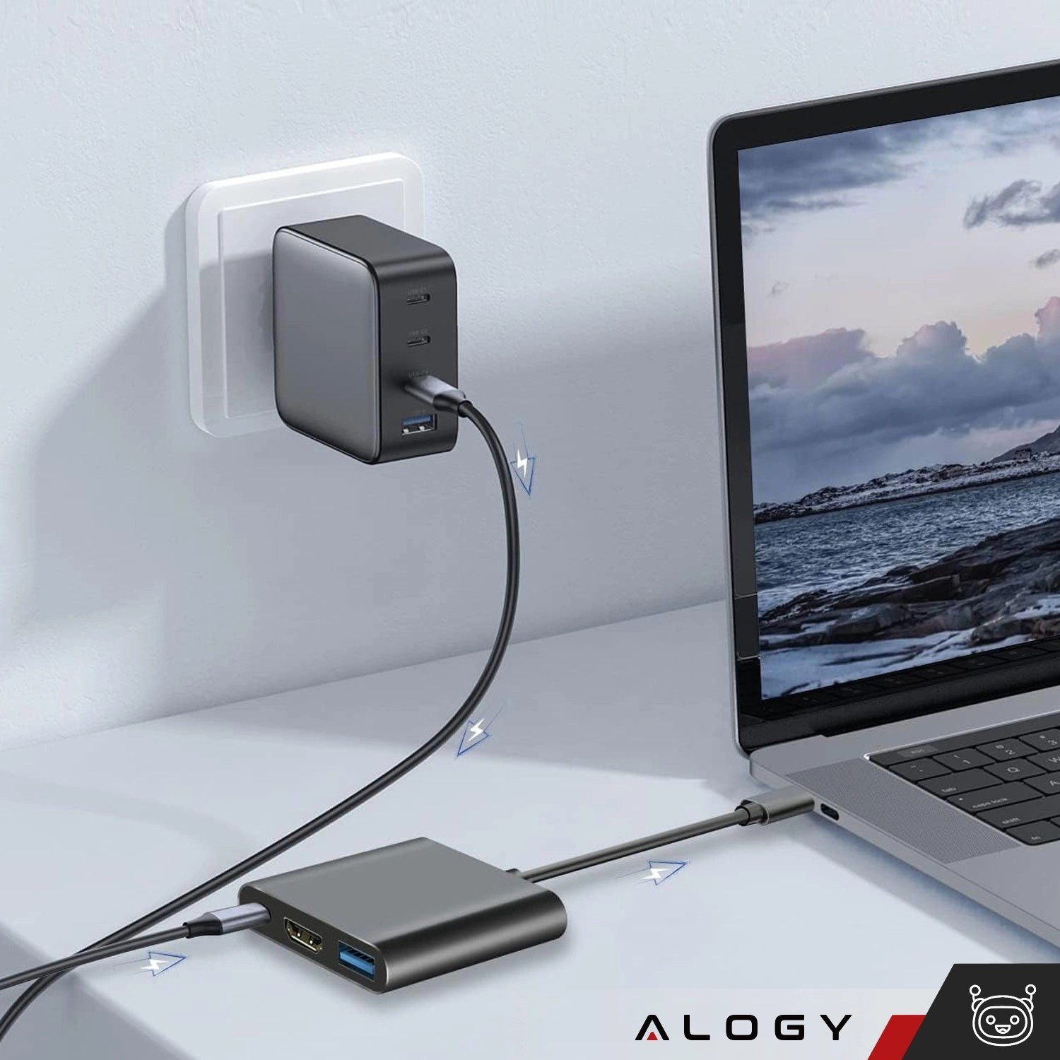 Alogy HUB 3in1 USB C to HDMI + USB-A + USB-C 4K 60Hz