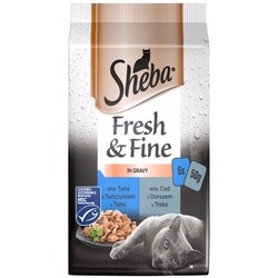 Sheba Fresh\/Fine Tuna\/Cod in Gravy 6 pcs