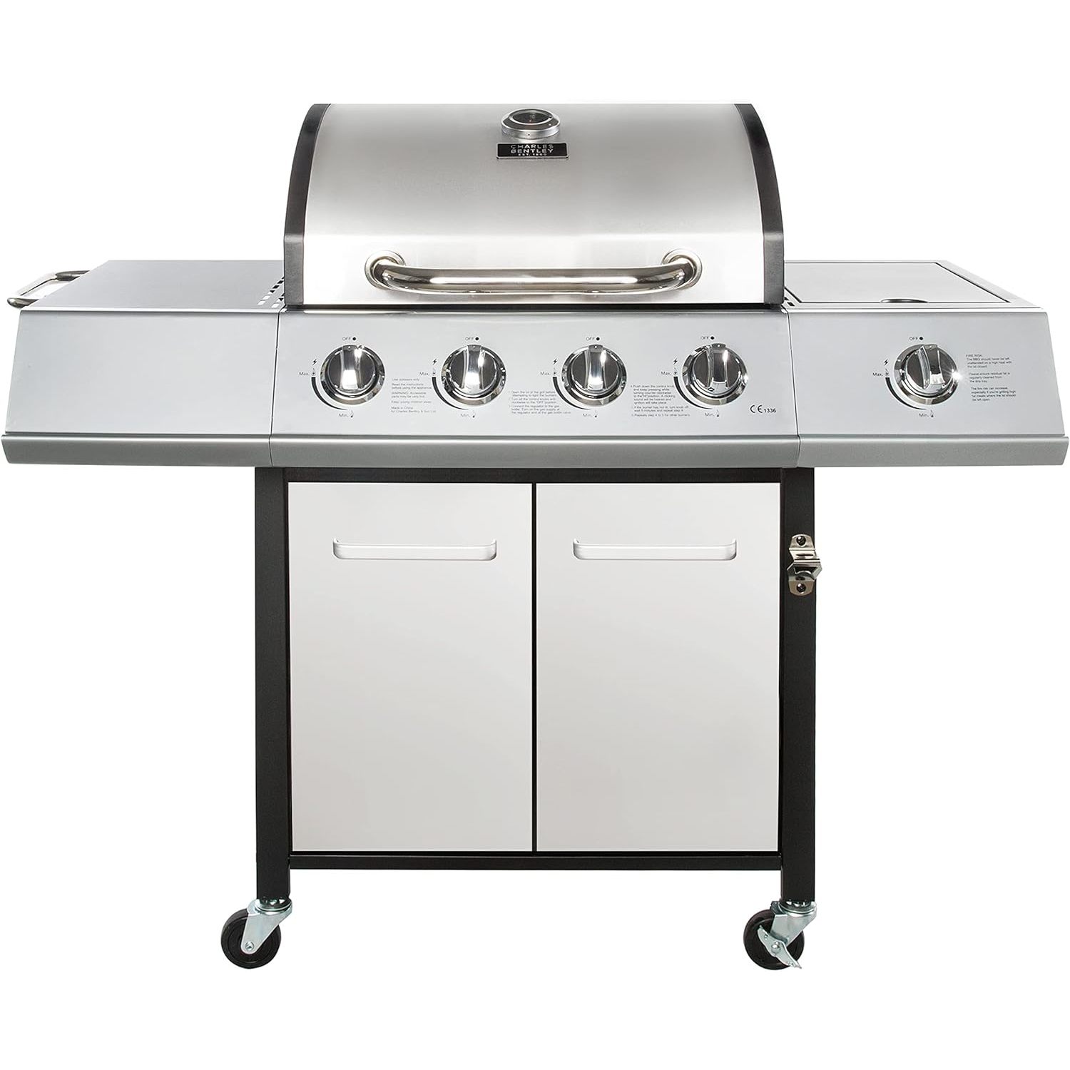 Charles Bentley Melbourne Premium 4 Burner Gas BBQ with Side Burner