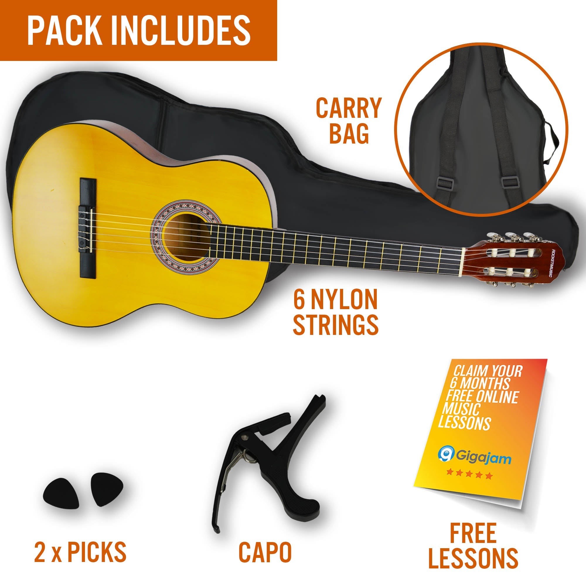 3rd Avenue XF Full Size Classical Guitar Starter Pack