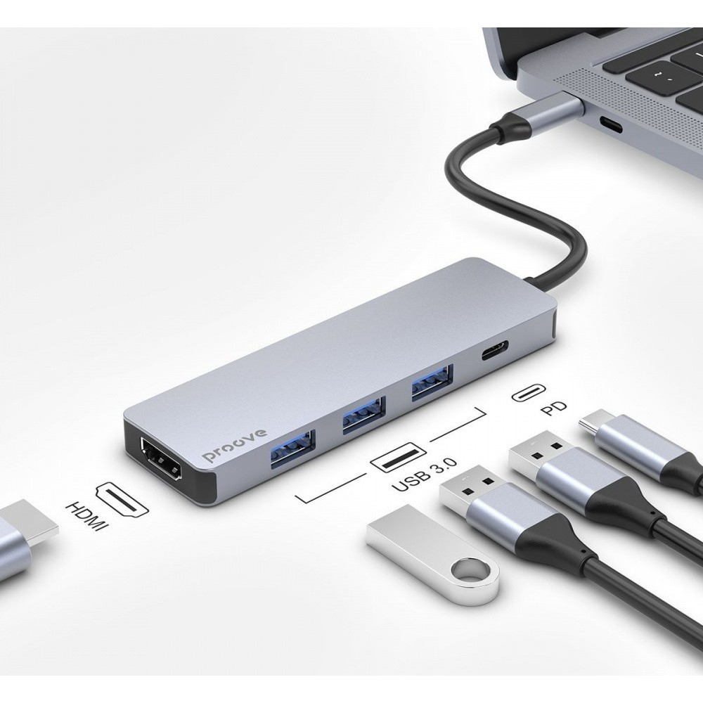 Proove Iron Link 5 in 1 (3*USB3.0 + Type C + HDMI)
