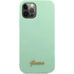 GUESS Silicone Script Gold Logo for iPhone 12\/12 Pro