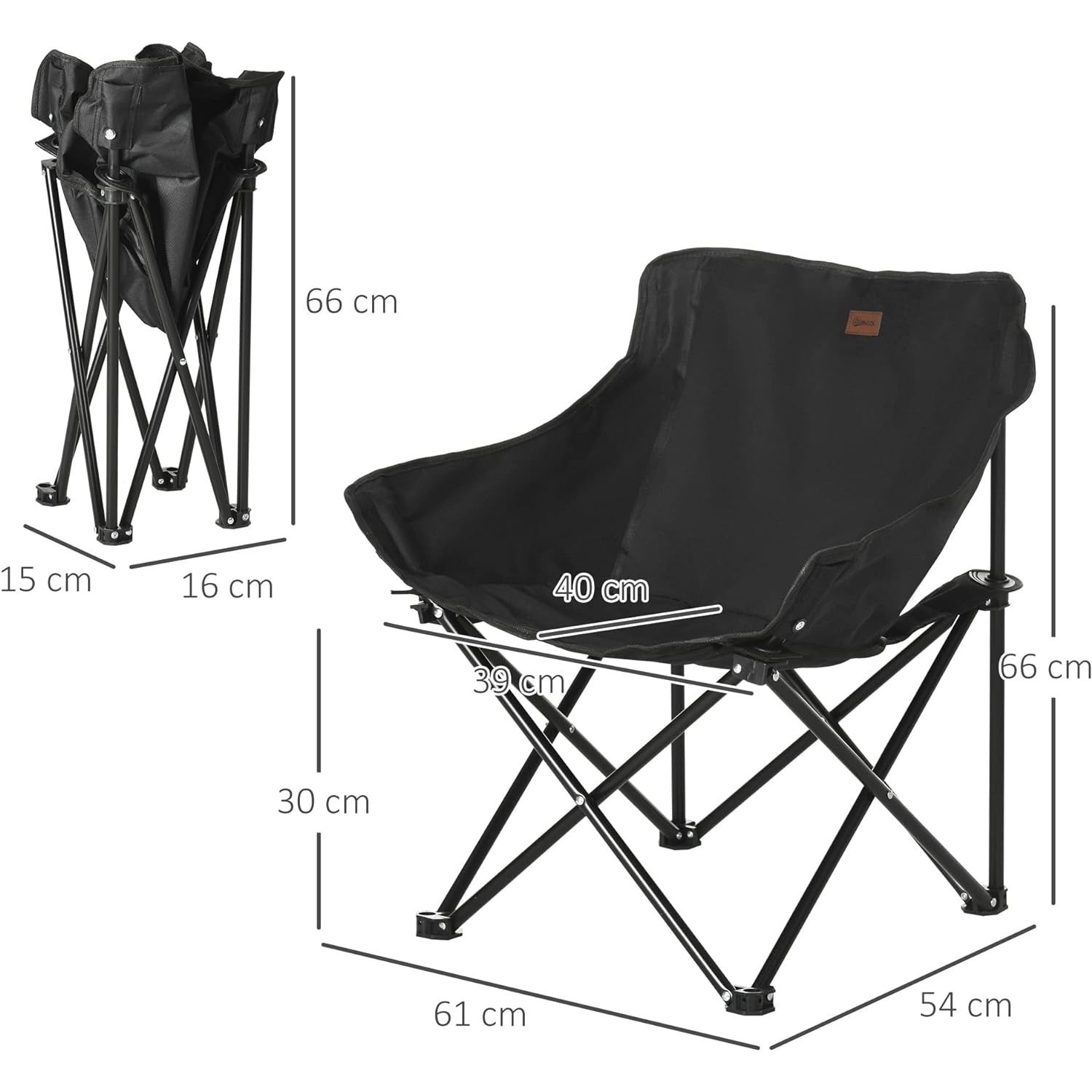 Outsunny Folding Camping Chair with Carrying Bag and Storage Pocket