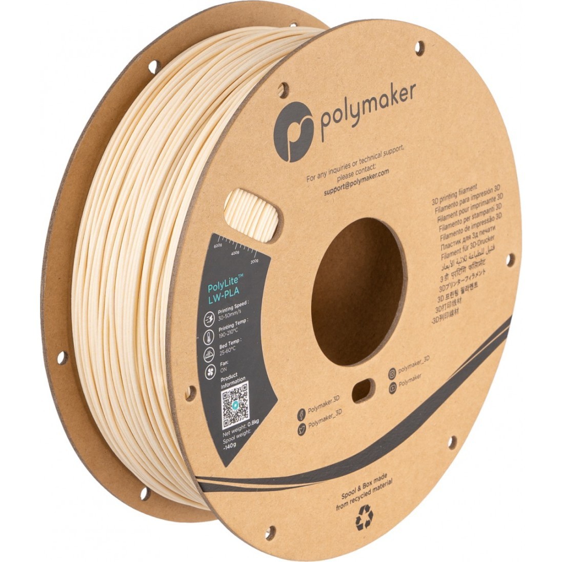 Polymaker PolyLite LW-PLA White 0.8kg 0.8&nbsp;кг  белый