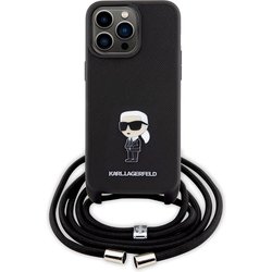 Karl Lagerfeld Crossbody Saffiano Metal Pin Karl & Choupette for iPhone 15 Pro