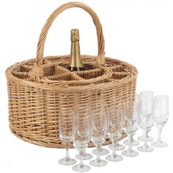 Red Hamper Garden Picnic Basket Complete with 12 Glasses