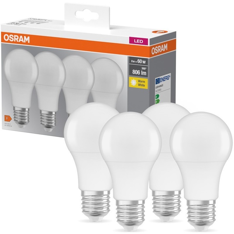 Osram LED Base Classic A60 8.5W 2700K E27 4 pcs