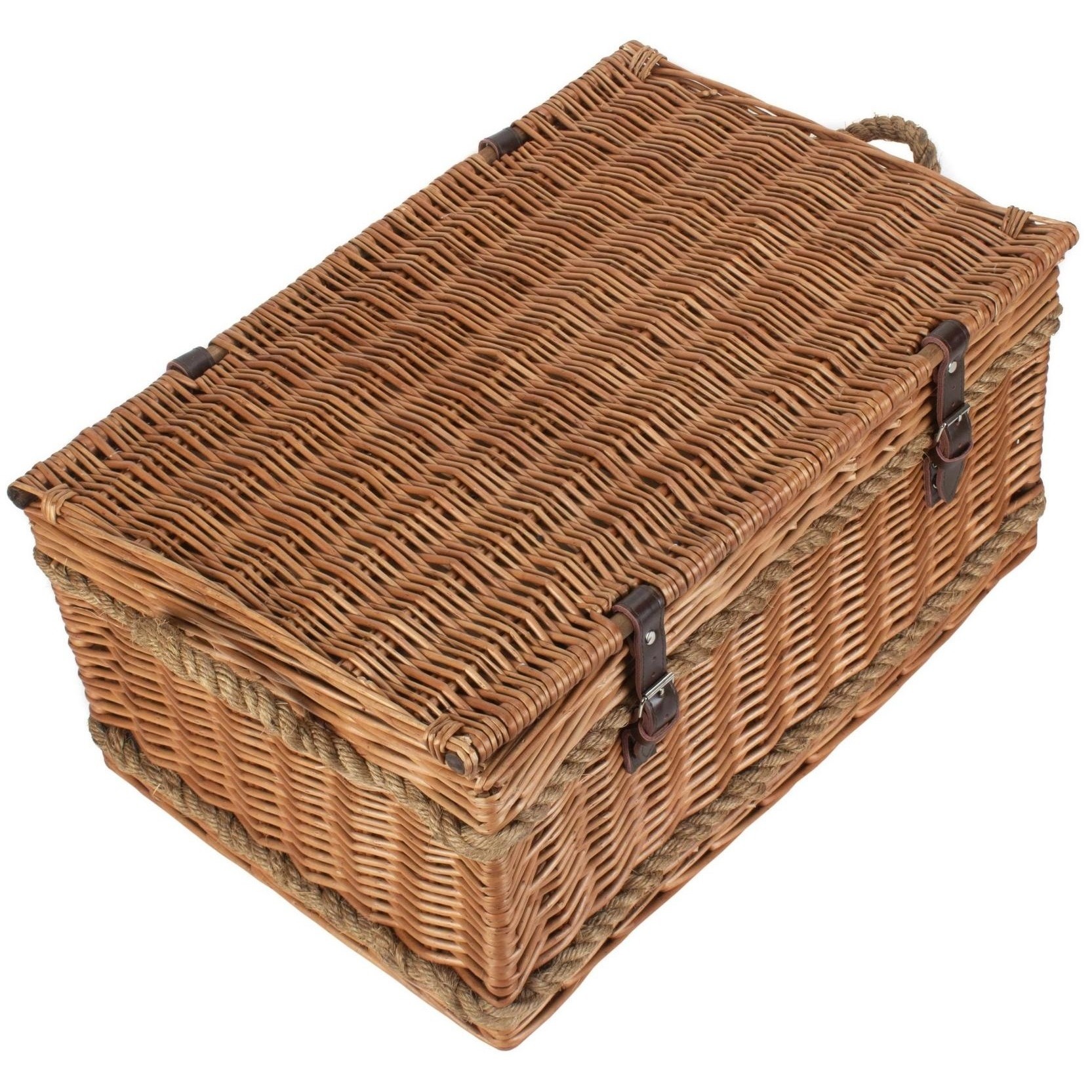 Red Hamper Rope Handled Green Tweed 6 Person Fitted Picnic Basket