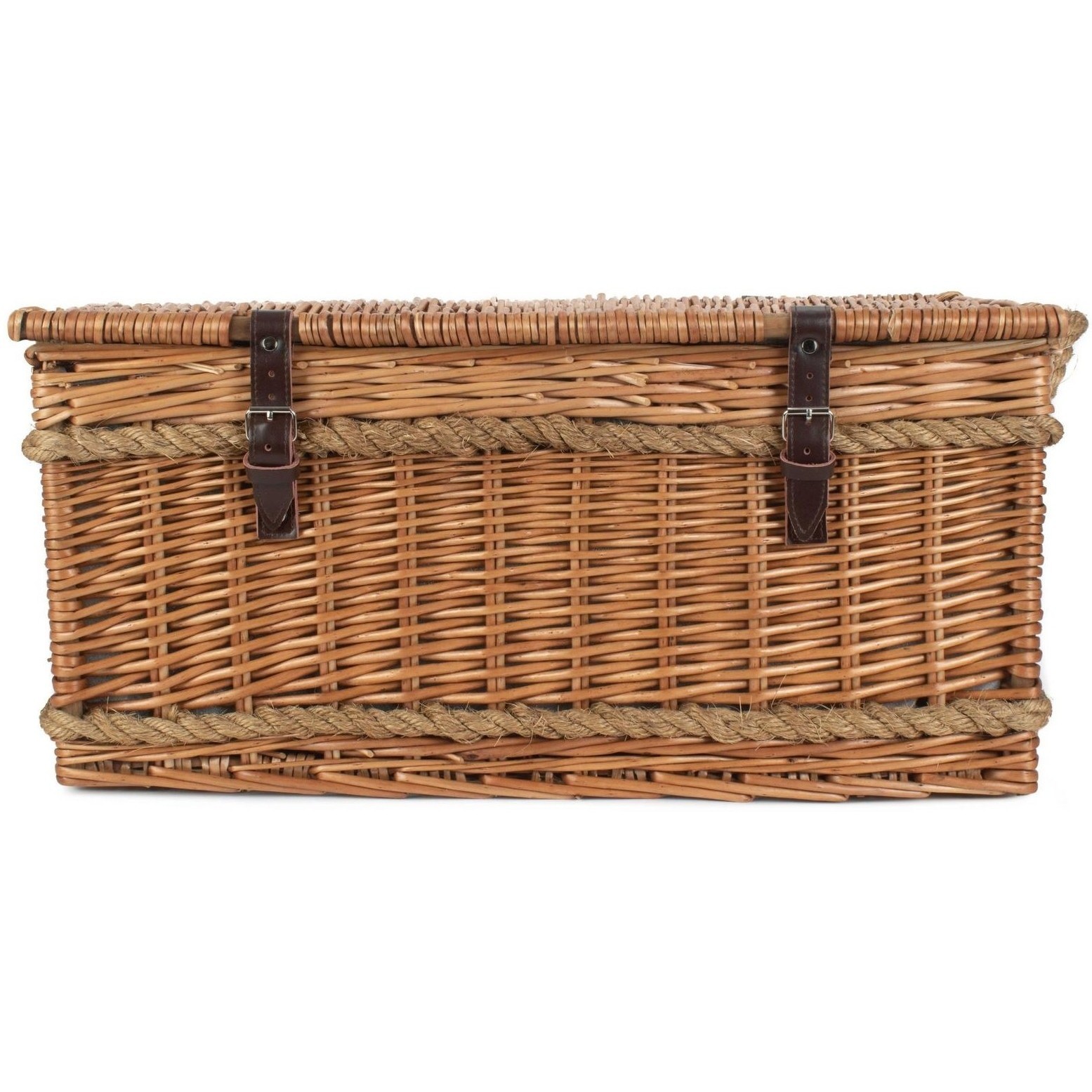 Red Hamper Rope Handled Green Tweed 6 Person Fitted Picnic Basket
