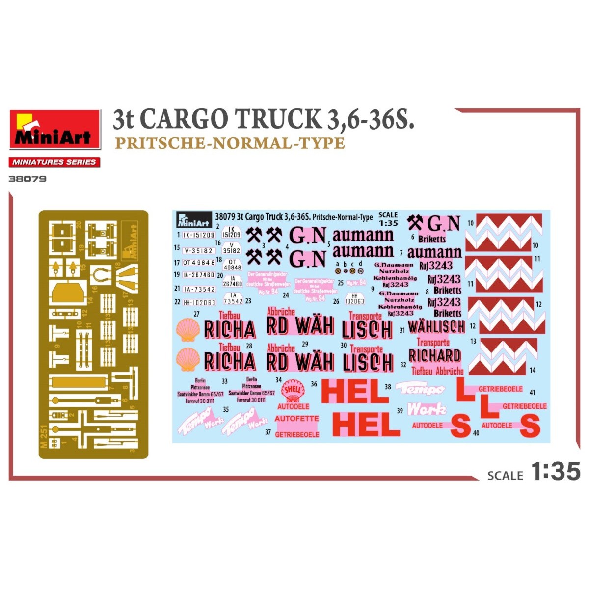 MiniArt 3t Cargo Truck 3.6-36s. Pritsche Normal Type (1:35)