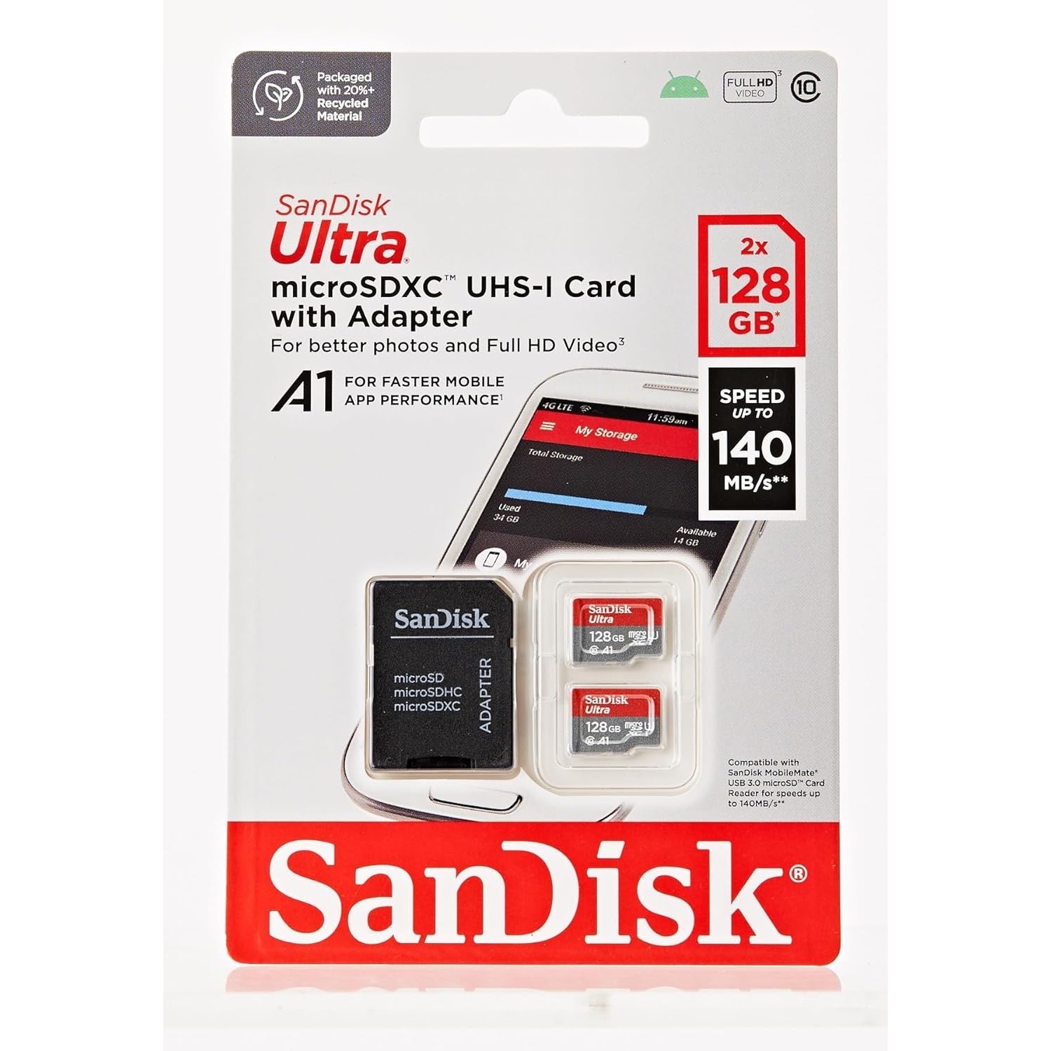 SanDisk Ultra microSD with Adapter 128&nbsp;ГБ 2&nbsp;шт