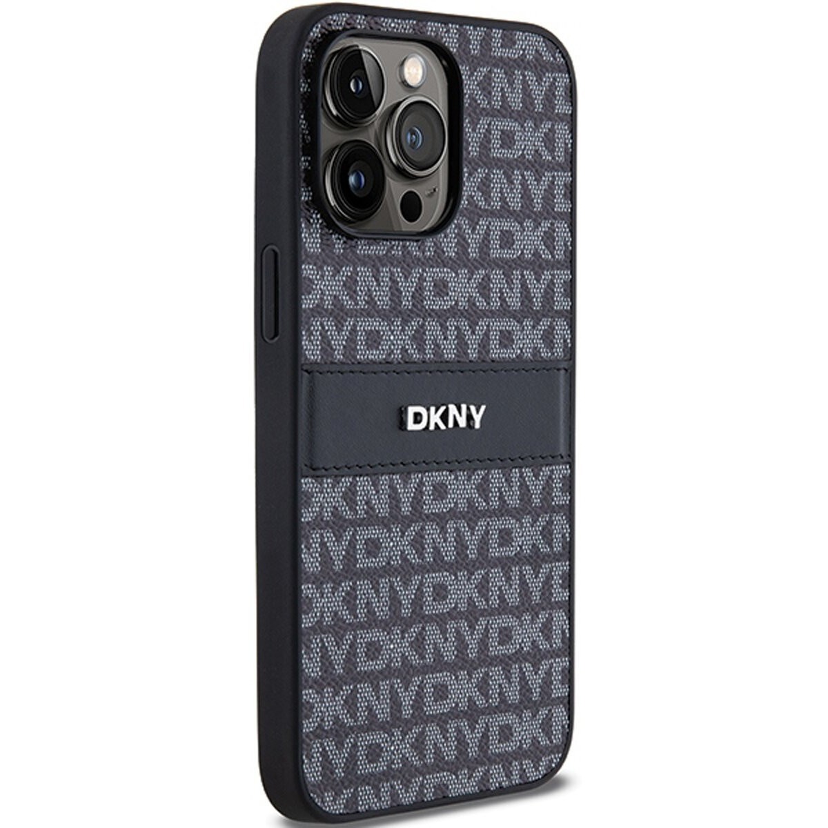 DKNY Leather Mono Stripe & Metal Logo for iPhone 15 Pro