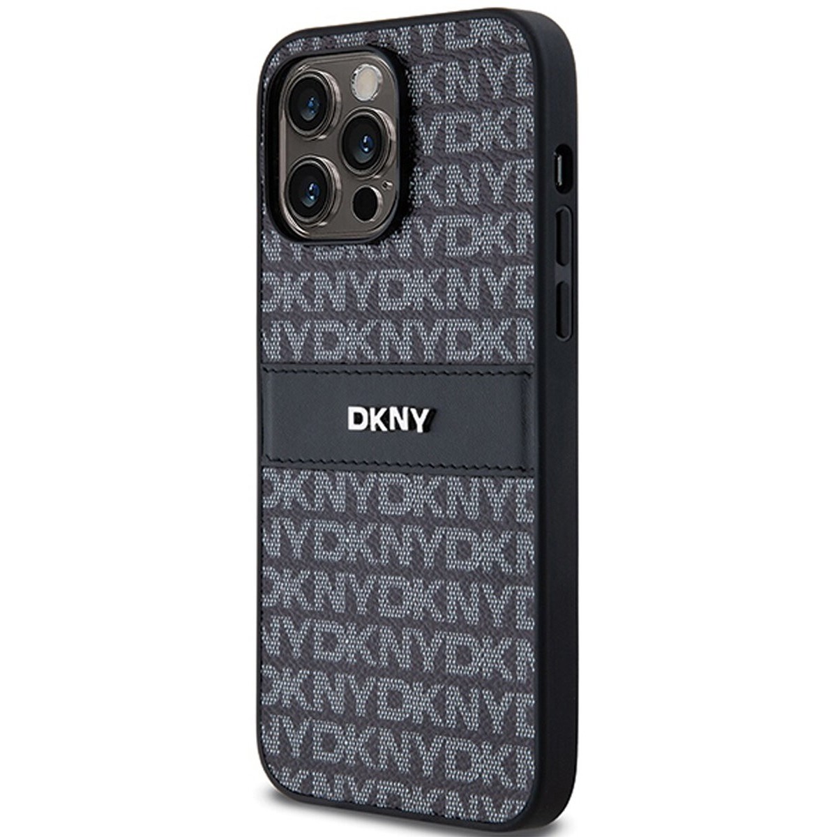 DKNY Leather Mono Stripe & Metal Logo for iPhone 15 Pro