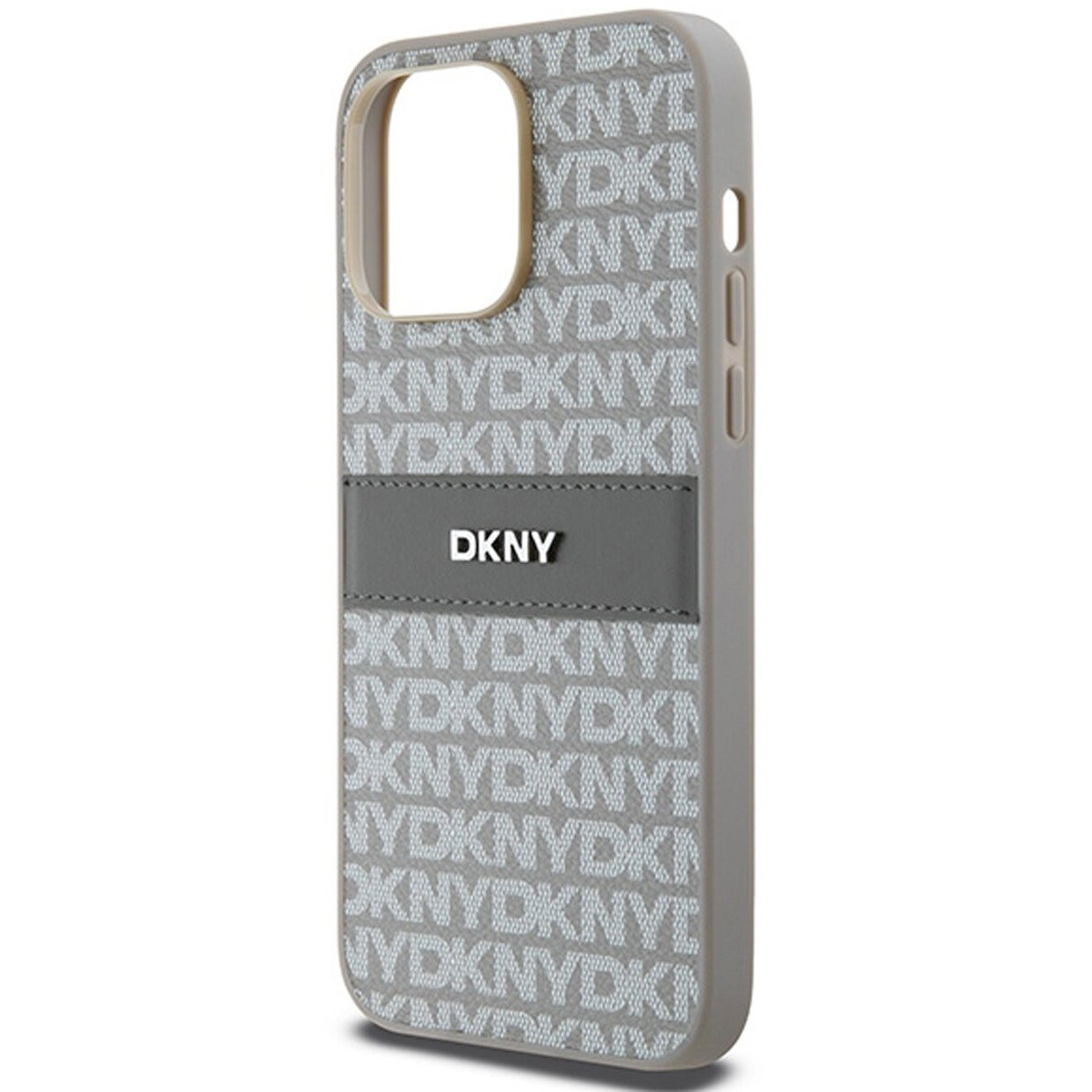 DKNY Leather Mono Stripe & Metal Logo for iPhone 15 Pro
