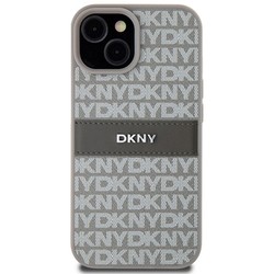 DKNY Leather Mono Stripe & Metal Logo for iPhone 15
