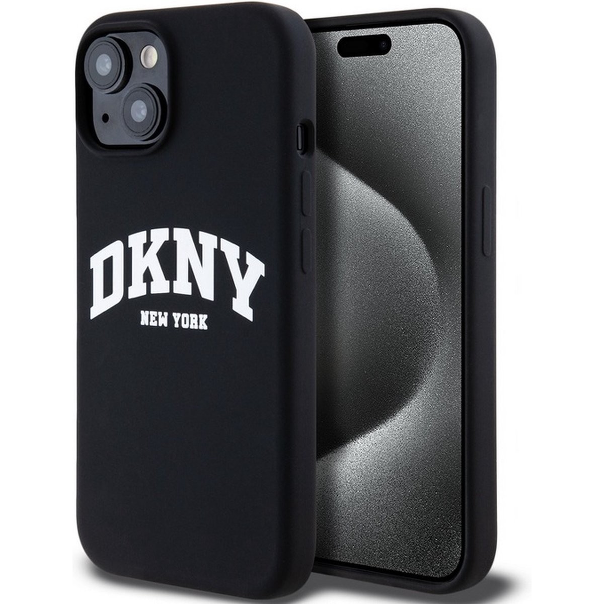 DKNY Liquid Silicone White Printed Logo MagSafe for iPhone 14
