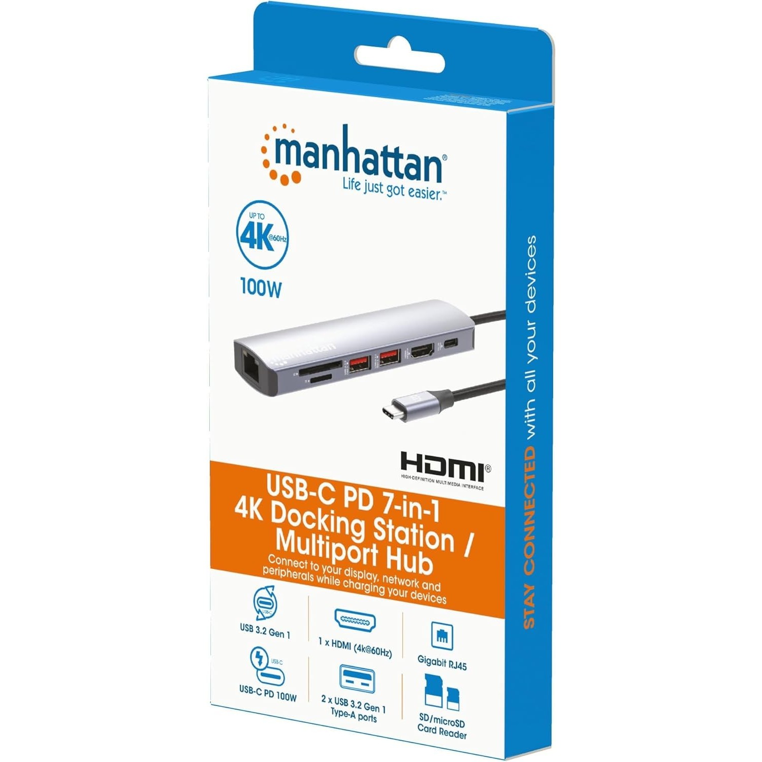 MANHATTAN USB-C PD 7-in-1 4K Docking Station\/Multiport Hub