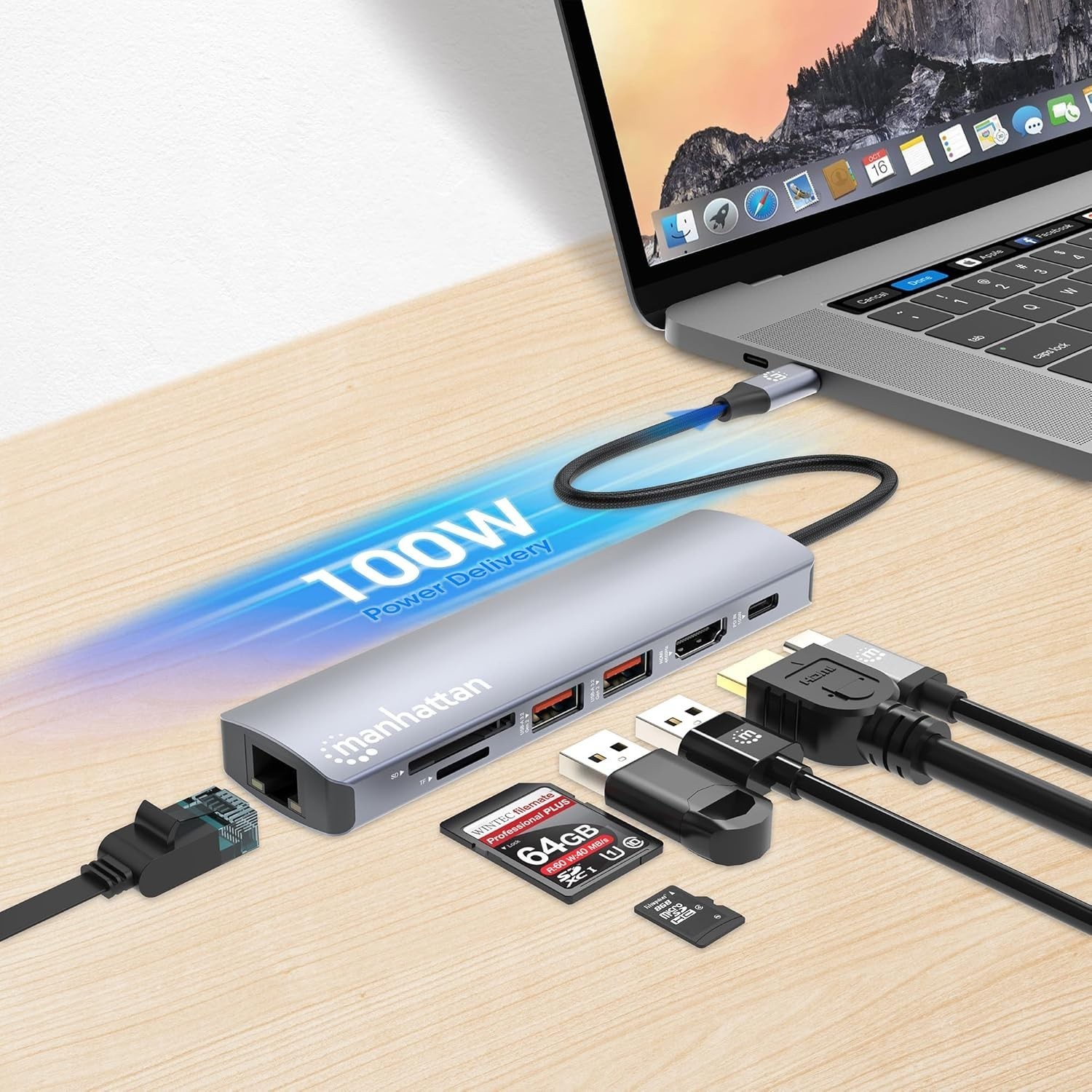 MANHATTAN USB-C PD 7-in-1 4K Docking Station\/Multiport Hub
