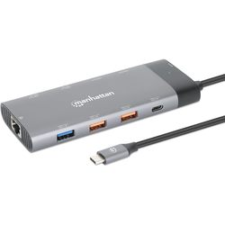 MANHATTAN USB-C PD 10-in-1 Dual Monitor 8K Docking Station \/ Multiport Hub