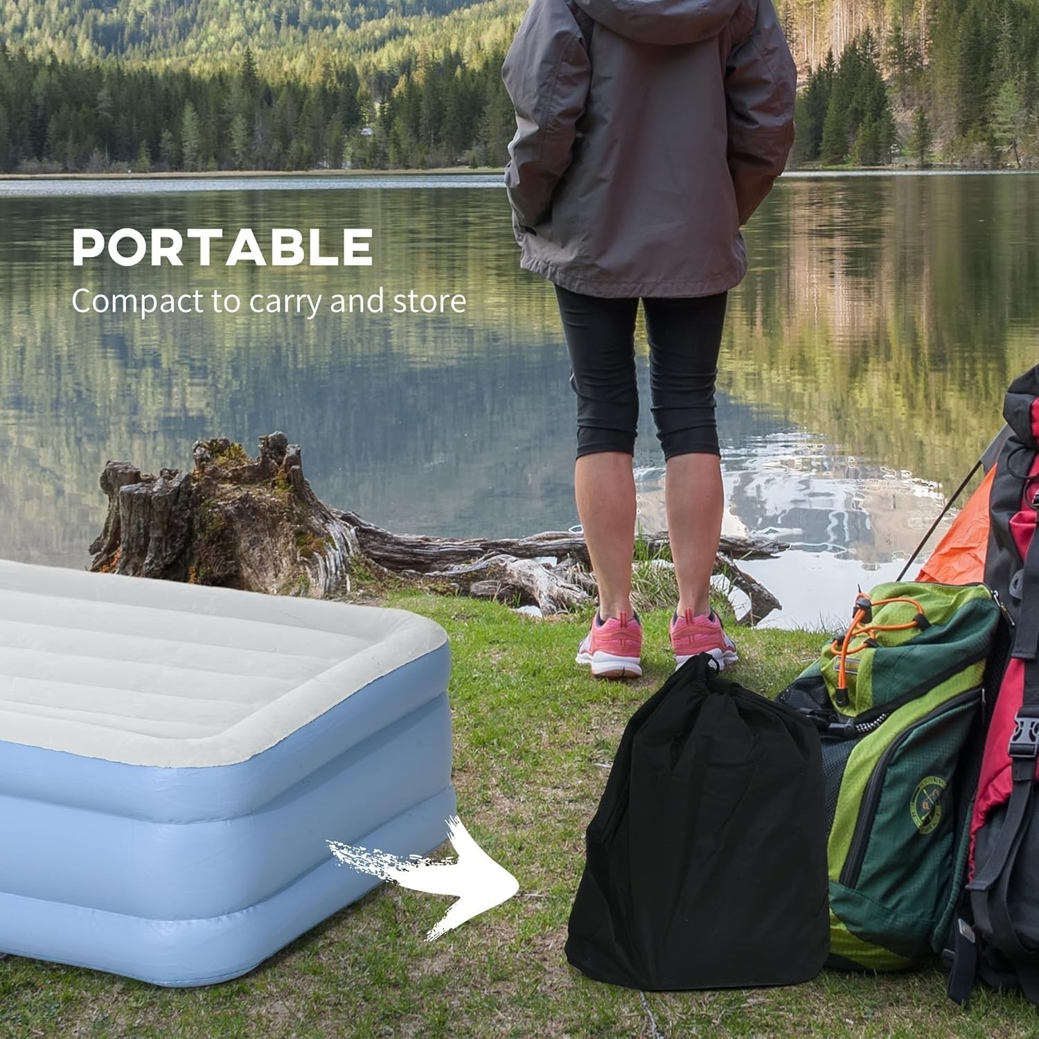 Outsunny Single Size Air Bed with Built-in Pump