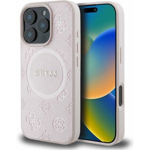 GUESS Saffiano Peony Classic Logo with MagSafe for iPhone 16 Pro Max