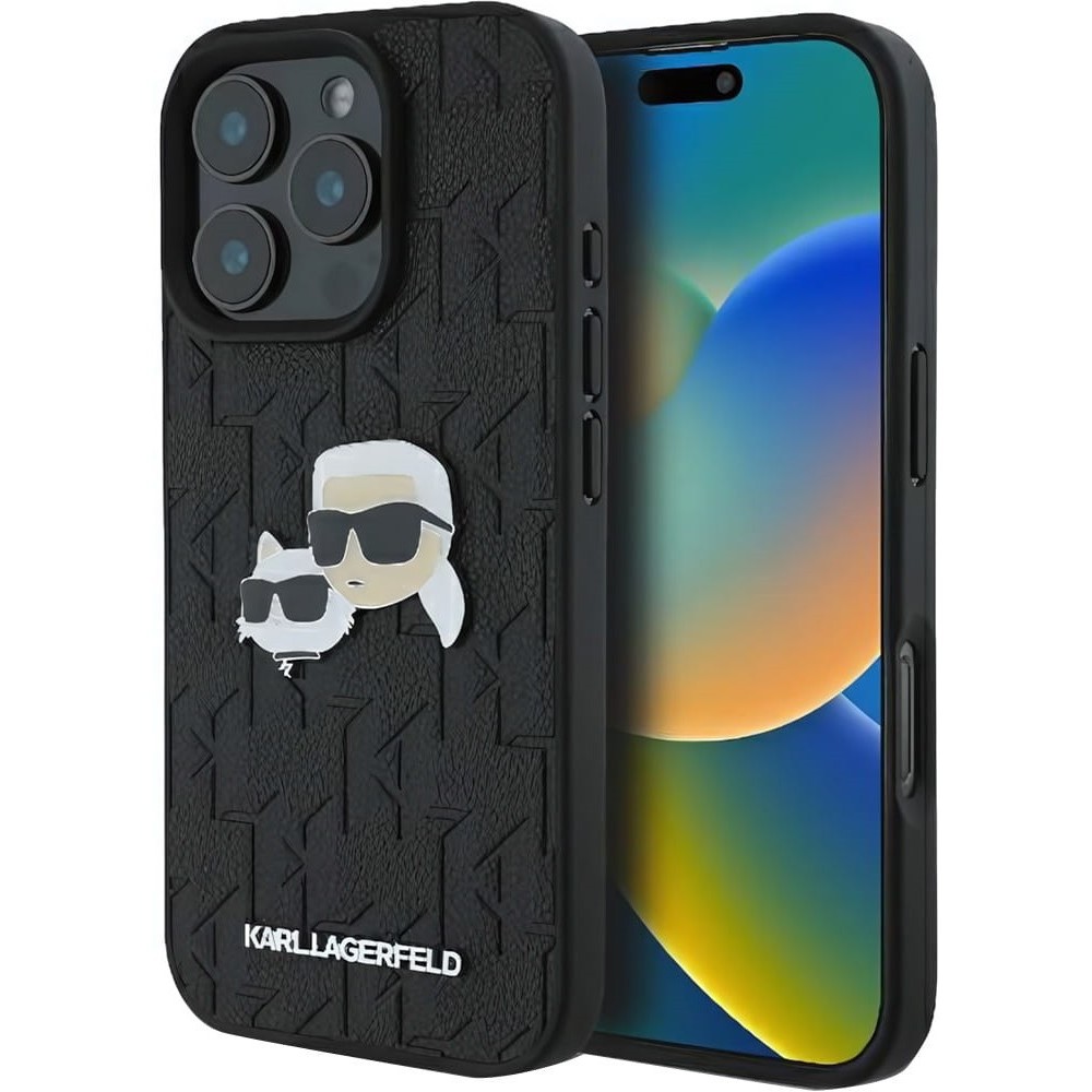 Karl Lagerfeld Monogram Karl&Choupette Head Pin for iPhone 16 Pro