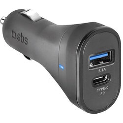 SBS Car Charger Type-C 3A + USB-A 2.1A