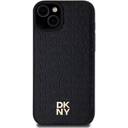 DKNY Leather Pattern Metal Logo MagSafe for iPhone 15