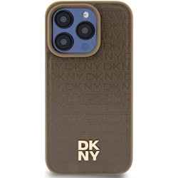 DKNY Leather Pattern Metal Logo MagSafe for iPhone 15 Pro Max