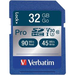 Verbatim Pro 600X SDHC Memory Card, UHS-I V30 U3 Class 10 32&nbsp;ГБ